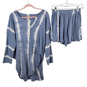 Intimately Free People Little Dream Tie Dye Blue/White Pajama Set